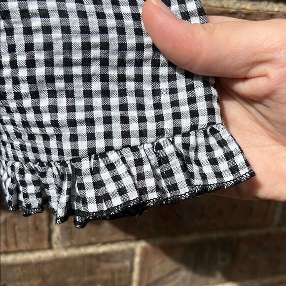 She + Sky Classic Black and White Gingham Drawstring Short Elastic Waist Skirt M - Picture 9 of 16